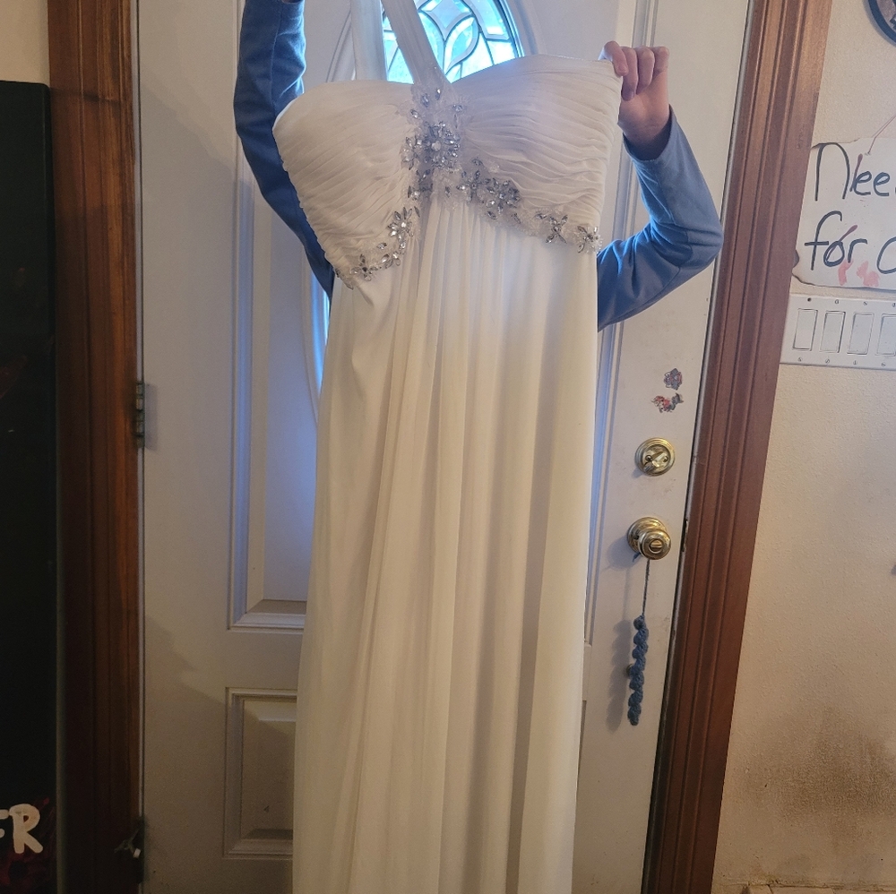 Xscape Ivory Dress with Silver Accents